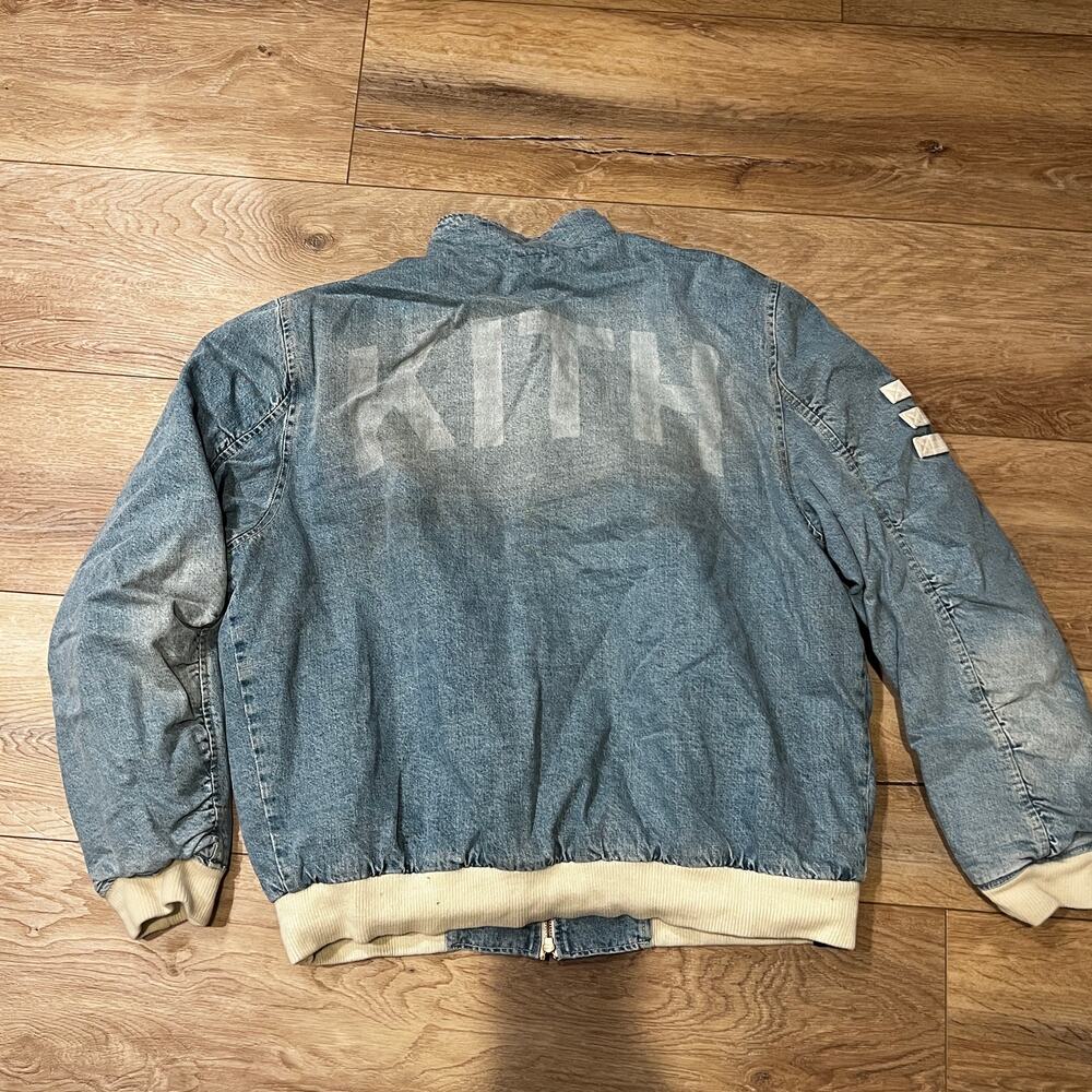 KITH Men's Denim Aviation Bomber Jacket Size L In Hosu 2.0 Wash - Picture 5 of 14
